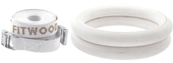FitWood ULPU Gymnastikringe 28mm - Glazing-overflade / Hvid Strop