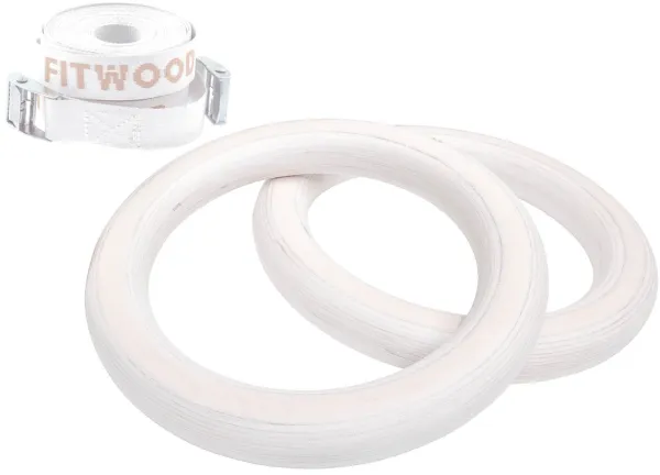 FitWood ULPU MINI Gymnastikringe 25mm - Glazing overflade / Hvid Strop